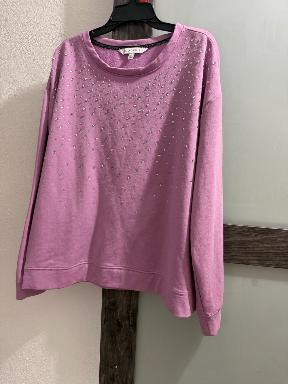 Pink Crystal-Studded Sweatshirt